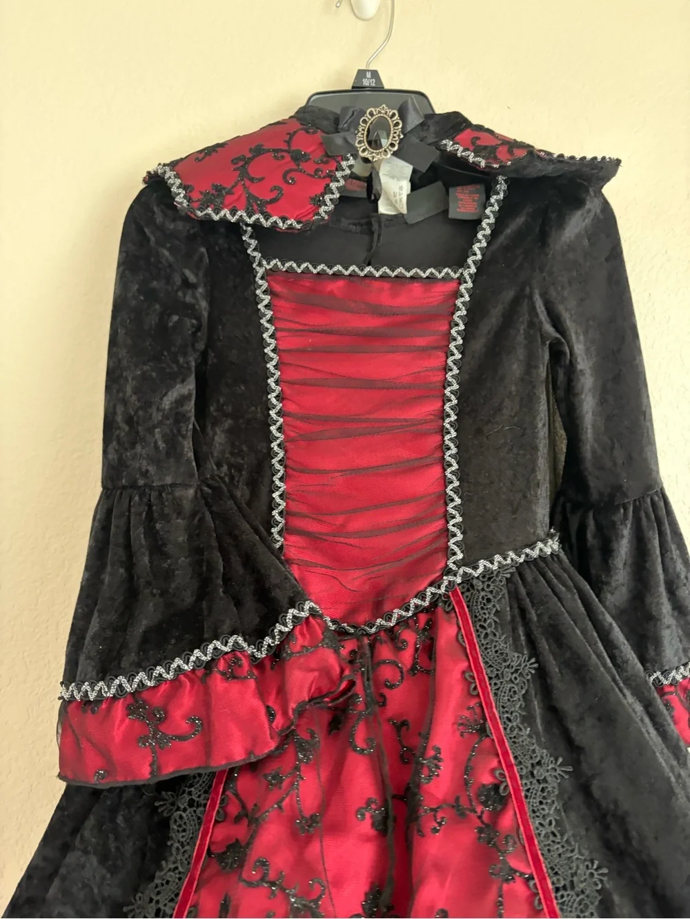 Girls' Black and Burgundy Gothic Vampire Costume Dress